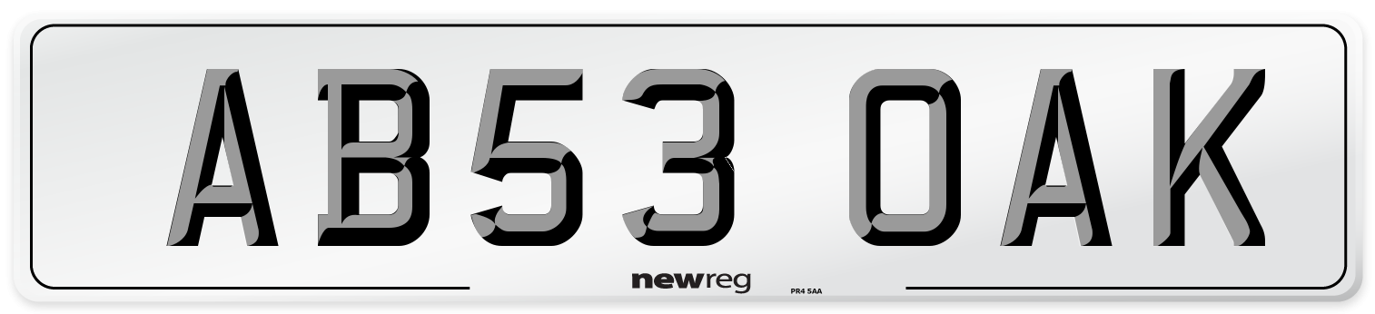 AB53 OAK Number Plate from New Reg
